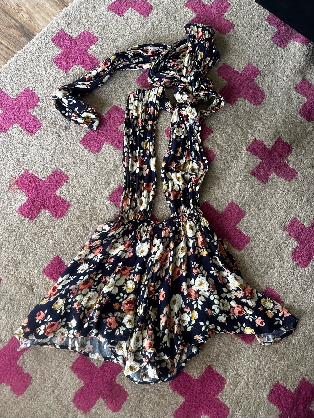 Navy Floral Multi-way Tie Romper